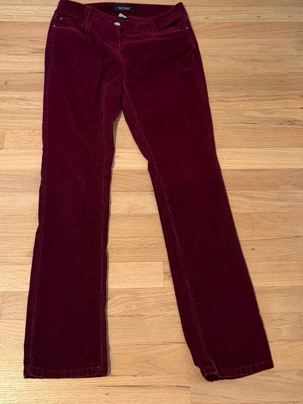 NWOT White House Black Market Noir Burgundy Holiday corduroys